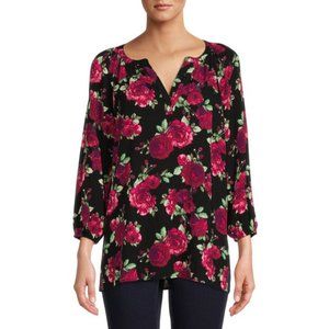 Floral Blouse Top Cottage Peasant Tunic Sz XL NWT